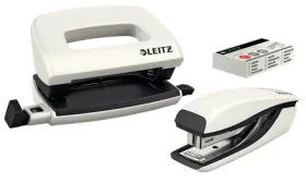 Leitz Wow Set mini zošívačky a dierovačky perleťová biela / zošívanie: až 10 listov (55612001)