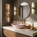 REA - Umývadlo na dosku ROYAL Powder Pink Matt 61x35 REA-U6374