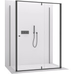 CERANO - Trojstenný sprchovací kút Santini UL/P - 6 mm - čierna matná, transparentné sklo - 120x80x195 - pivotový CER-8050BD7875