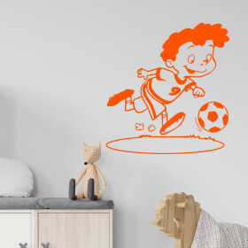 Veselá Stena Samolepka Chlapček futbalista Farba: oranžová, Veľkosť: 40 x 43 cm