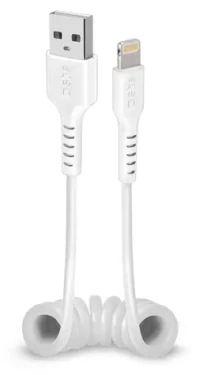SBS Špirálový kábel USB-A - Lightning biela / Kábel / MFI / 10 W / 17-50 cm (TECABLEUSBIP589SW)