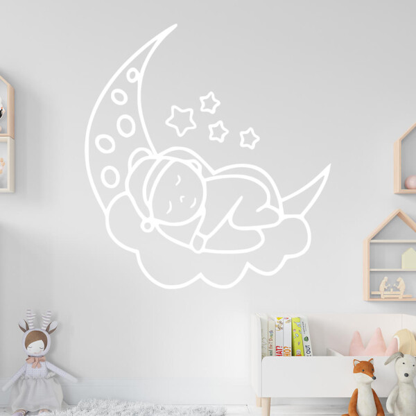 Veselá Stena Samolepka Noc na mesiačiku Farba: bílá, Veľkosť: 80 x 87 cm