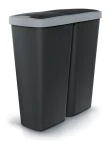 Prosperplast COMPACTA Q DUO 50 l čierna, svetlo šedé veko / Odpadkový kôš na triedený odpad / plast / 56,5 × 24,5 cm (NDAB50-429U/S411)