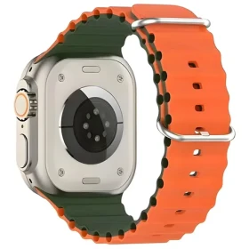 Beline Silicone Waves zeleno-oranžový / Remienok pre Apple Watch / 42/44/45/49 mm