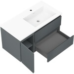 MEXEN/S - Orio kúpeľňová skrinka 90 cm s umývadlom Otis pravá, 2S, 1D, grafit mat/biela mat 91A13-09047-3-BBFFF66-W18P01