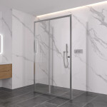 CERANO - Trojstenný sprchovací kút Varone POINT UL/P - 6 mm - chróm, transparentné sklo - 130x100x195 - posuvný CER-DY505-90-204