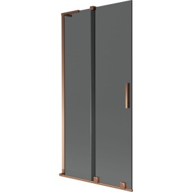 MEXEN/S - Velar L dvojkrídlová posuvná vaňová zástena 95 x 150, grafit, ružové zlato 896-095-003-41-60