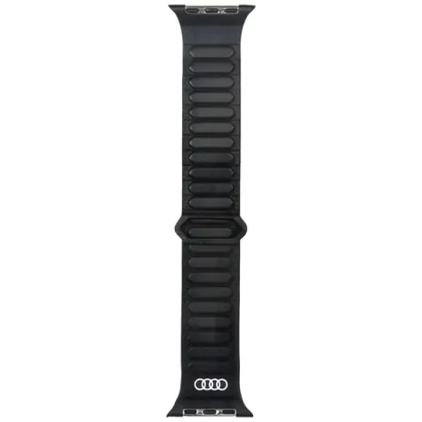 Audi Logo Magnetic Ring čierna / Kožený remienok pre Apple Watch / 44/45/46/49mm / Magnetické zapínanie (AU-GL-AW44-49-GT/D2-BK)