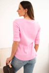 Dámska bavlnená blúzka s dlhými rukávmi a gombíkmi vo výstrihu svetlo ružová UNI