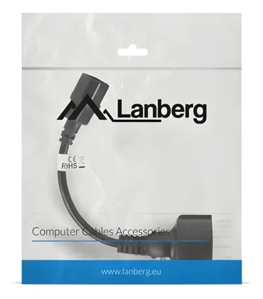 Lanberg CA-C14E-10CC-0018-BK čierna / Napájací kábel / C14 / 0,2 m (CA-C14E-10CC-0018-BK)