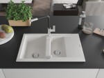 MEXEN/S MEXEN/S - Gaspar granitový drez 1.5 s odkvapkávačom vrátane batérie Flora, biela 6507-20-670401-07