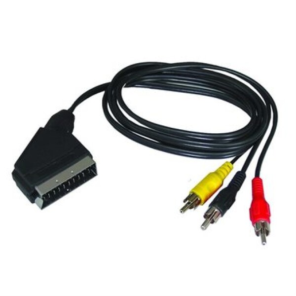 Solight SSV0301E SCART kábel / SCART konektor - 3x CINCH konektor / prepínateľný / 1m (8595092115319)