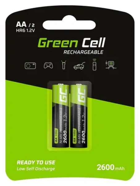 Green Cell GR05 / Nabíjacie batérie / AA / NiMH / 1,2 V / 2600 mAh / 2 ks (GR05)
