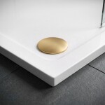 REA/S - Sprchová akrylová vanička Belmond White 90x90 Krytka kartáčované zlato KPL-14371