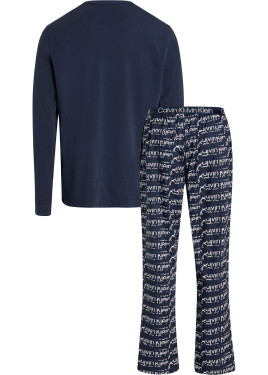 Pánske pyžamo L/S PANT SET 000NM2184E GVB tm. modré Calvin Klein