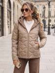 Dámska prešívaná prechodná bunda s kapucňou, béžová, FashionStreet TY5882 S