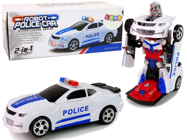 Mamido Elektrické autíčko - Policajné 2v1 Transformers - Zvuky výstrelov Svetla