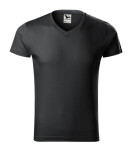Pánske tričko Slim Fit s výstrihom do V ebony gray S