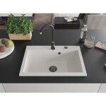 MEXEN/S MEXEN/S - Elix granitový drez 1-miska 700 x 500 mm, biela, sifón čierna 6526701005-20-B