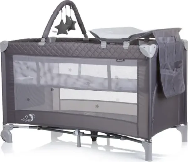 CHIPOLINO Cestovná postieľka s prebaľovacou podložkou Luna Ash Grey (KOSILU242AS)