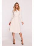 Šaty s mašľou S414 slonovinová kosť - Stylove XL