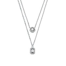 Michael Kors Slušivý dvojitý strieborný náhrdelník Brilliance MKC1745CZ040