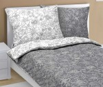 Obliečky bavlna 90/566 šedobiely kvet 140x200, 70x90