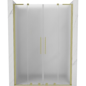 MEXEN/S - Velar L Duo posuvné sprchové dvere 160, dekor, zlatá kartáčovaná 871-160-003-32-55