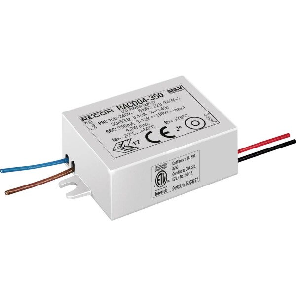 RECOM LED driver 4 W 500 mA 3 - 8 V/DC; RACD04-500