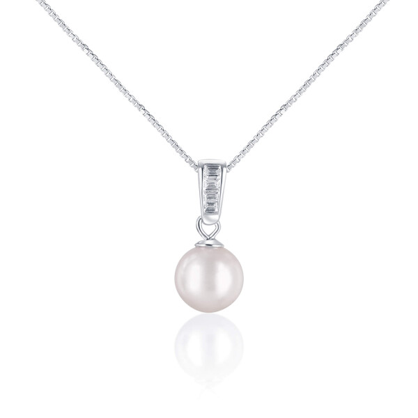 JwL Luxury Pearls Elegantný náhrdelník s morskou perlou Akoya a kryštály JL0658 (retiazka, prívesok)