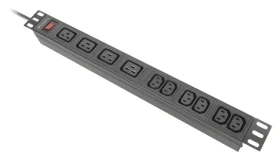 Lanberg PDU čierna / Zásuvková lišta do racku / 1U / 19" / 4X IEC C19 + 6x IEC C13 / IEC C20 / 16 A / 2 m (PDU-04I1906I-0200-C20-BK)