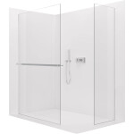 CERANO - Sprchová zástena Walk-in Crystal TL/P - 8 mm - bezvzperový systém + polička/držiak na uteráky - chróm, transparentné sklo - 130x70x200 CER-8050BD6369