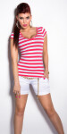 Sexy KouCla T-Shirt, striped with buttons