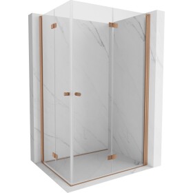 MEXEN/S - Mist-F Duo sprchovací kút skladacie dvere pravá 75 x 95, transparent, meď kartáčovaná 8A6-075L-095P-65-00