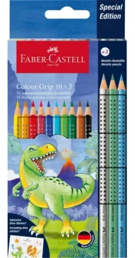 Faber-Castell Colour Grip 2001 Dinosaurus / Pastelky trojhranné / 10 +3 ks / trojuholníkový tvar (0086/2015450)