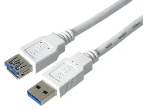 PremiumCord USB 3.0 AA M/F 5 m biela / Predlžovací kábel / Super-speed 5 Gb/s / tienený (ku3paa5w)