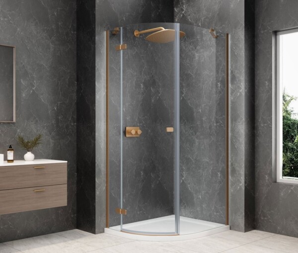 POLYSAN - GLOBE COPPER MATT štvrťkruhová sprchová zástena 800x900, číre sklo, ľavá GB2890LPG