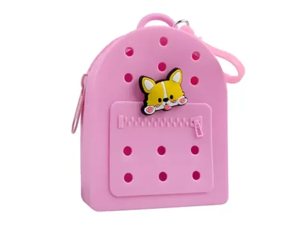 GIFTY Silikónová peňaženka ružová / Peňaženka / Silikón / Zip / S ozdobným pinom (440864)
