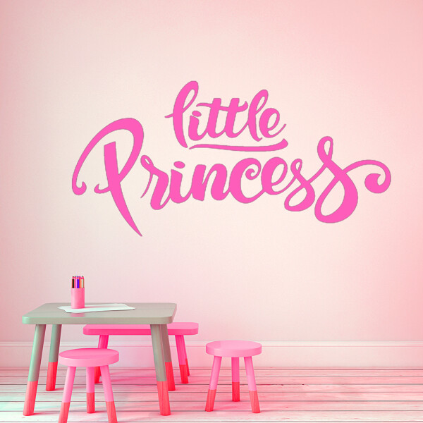 Veselá Stena Samolepka Nápis Little princess Farba: ružová, Veľkosť: 60 x 32 cm