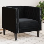 VidaXL Fotel Chesterfield, Čierny, tapicerowany aksamitem