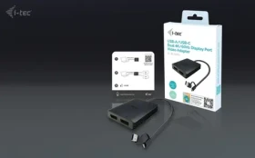 I-TEC adaptér USB-A a USB-C Dual 4K DP čierna / Redukcia / 2x DisplayPort / 4K 60Hz / 0,27 m (CADUAL4KDP)