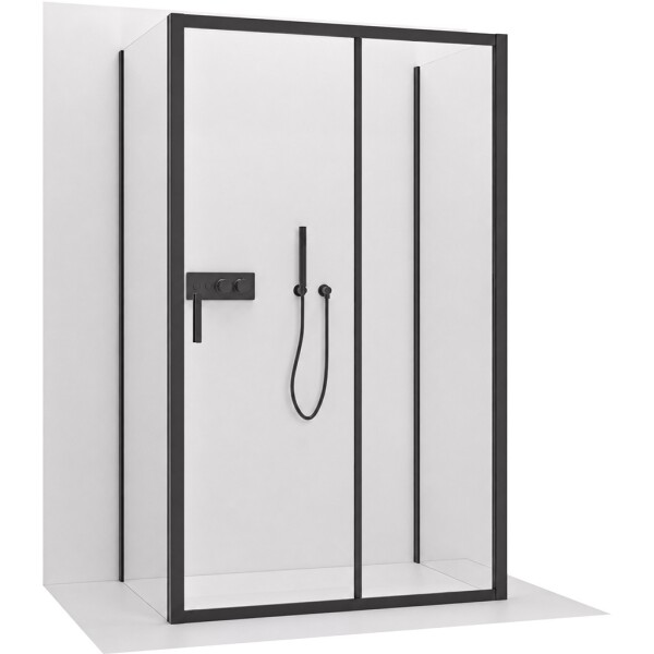 CERANO - Trojstenný sprchovací kút Varone LINE UL/P - 6 mm - čierna matná, transparentné sklo - 90x70x195 - posuvný CER-DY505B-9097
