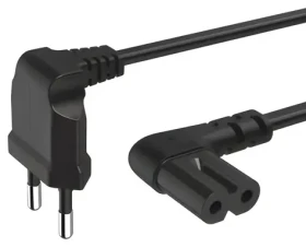HAMA napájací kábel C7 čierna / Napájací kábel / obojstranne zahnutý 90 ° / 5 m