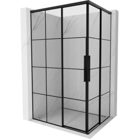MEXEN/S - Rox Duo sprchovací kút posuvný 110 x 75, čierna kratka, čierna 8C2D-110-075-70-77