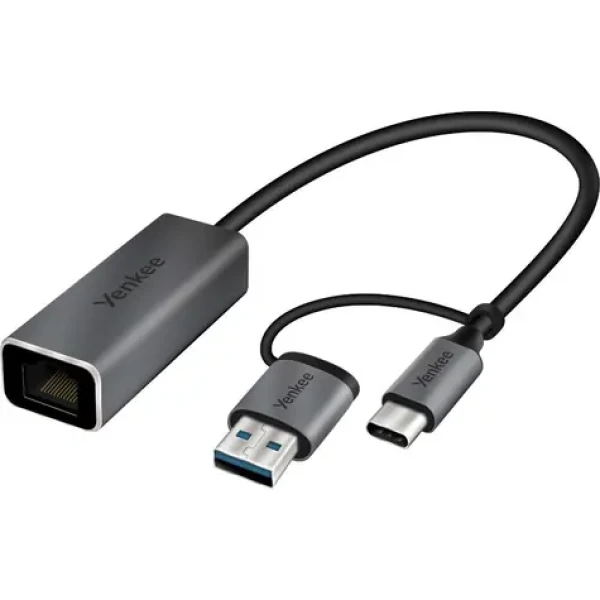 YENKEE YTC 013 USB C na Ethernet RJ-45 / Adaptér USB-C (M) - Ethernet (F) / 1000 Mb/s / 15 cm (8590669310586)