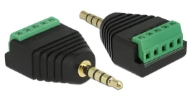 DeLock / Adaptér / Jack 3,5 mm samec / Terminal Block 5 pin samica / čierna, zelená (65947)
