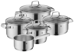 WMF Belmonte / Sada hrncov / 5 dielov / nerezová oceľ Cromargan / indukcia (0751556040)