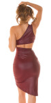 Sexy Koucla Wetlook one-shoulder Minidress ruched BORDEAUX Einheitsgroesse