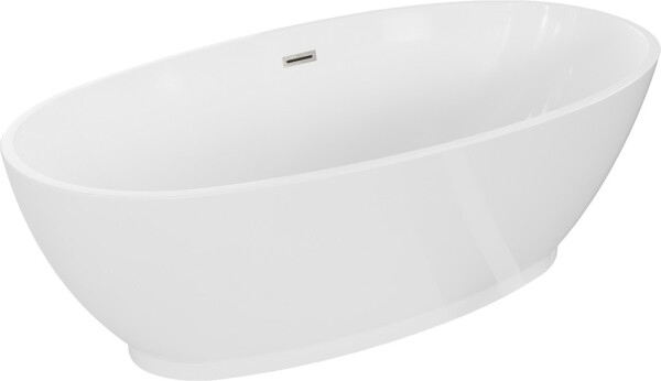 MEXEN/S - Bilbao voľne stojaca vaňa 180 x 90, biela, sifón a prepad nikel kartáčovaná 51311809000-97