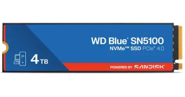 WD Blue SN5100 4TB / M.2 SSD 2280 NVMe / PCIe Gen4 x4 / čítanie: 6900 MBps / zápis: 6700 MBps / 5y (WDS400T5B0E)